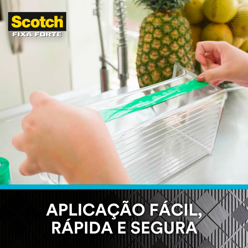 Fita Dupla Face 3M Scotch Fixa Forte Transparente, 19mm x 2m, Suporta até 800g, Substitui Pregos e Parafusos