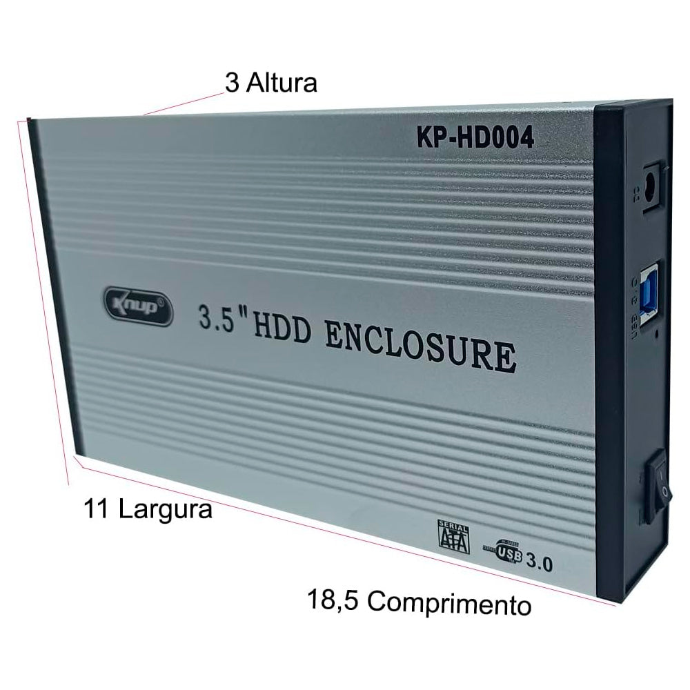 Gaveta Externa Case para HD Sata 3.5 Polegadas Usb 3.0 KNUP - KP-HD004