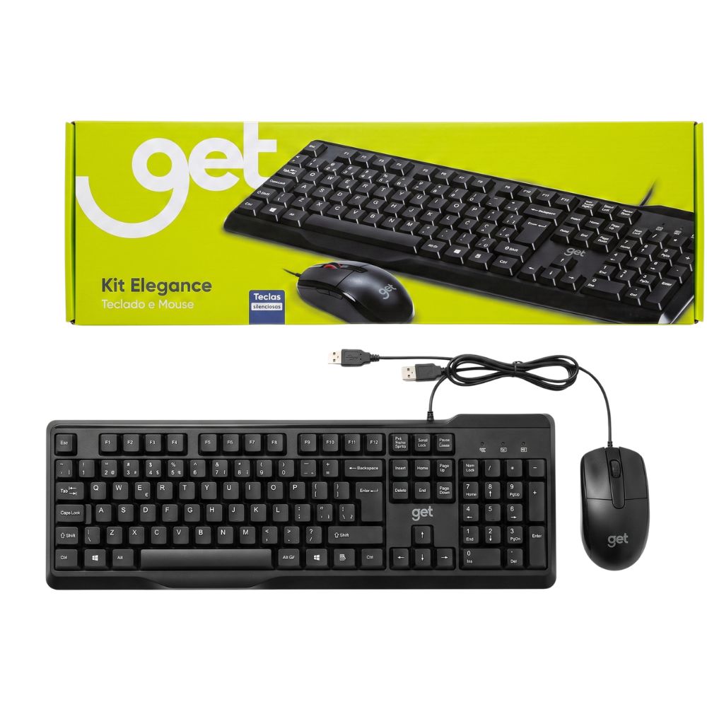 Kit Teclado e Mouse GET Elegance USB com Fio - Preto