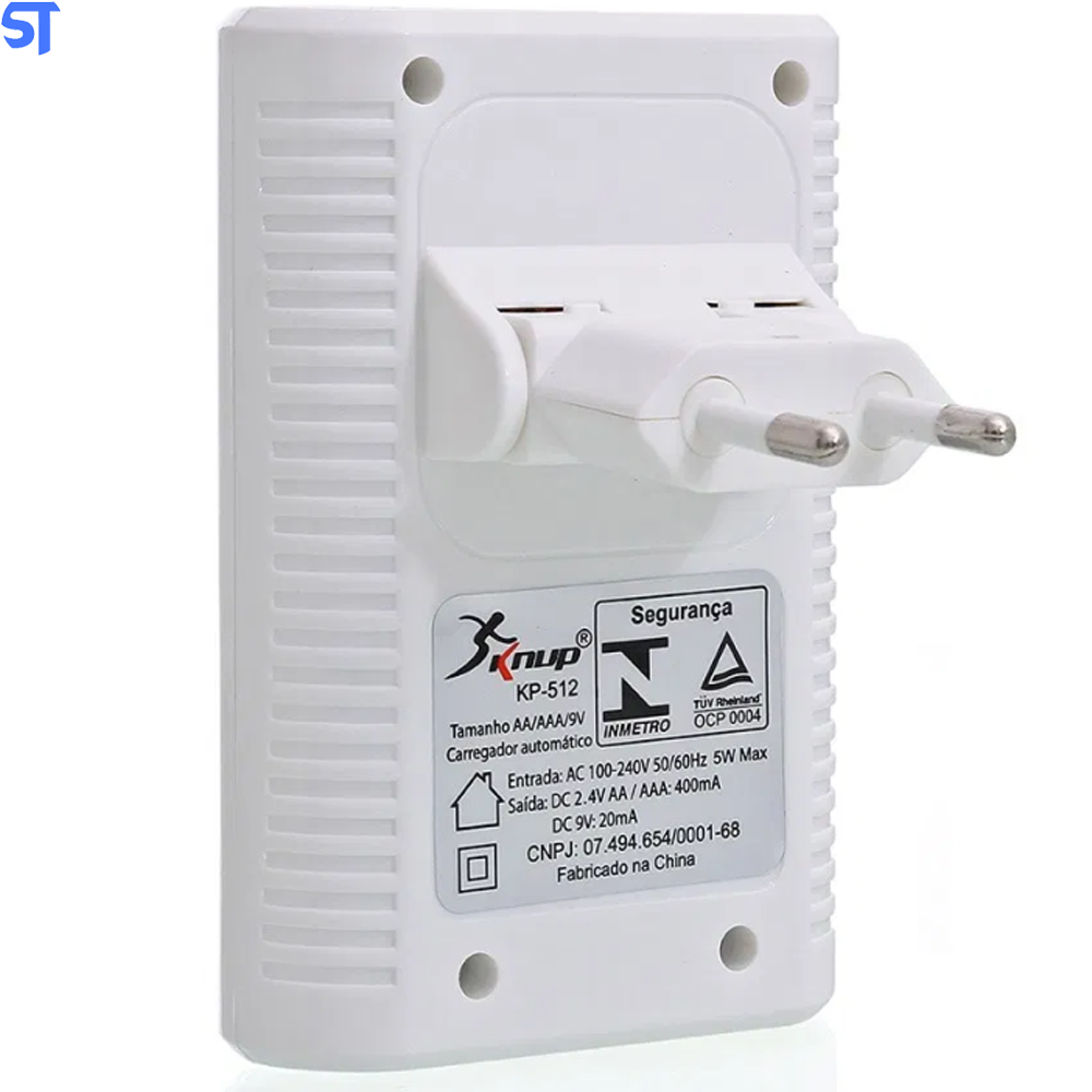 Carregador De Pilhas Recarregáveis AA/AAA/9v Bivolt Auto Stop Knup KP-512