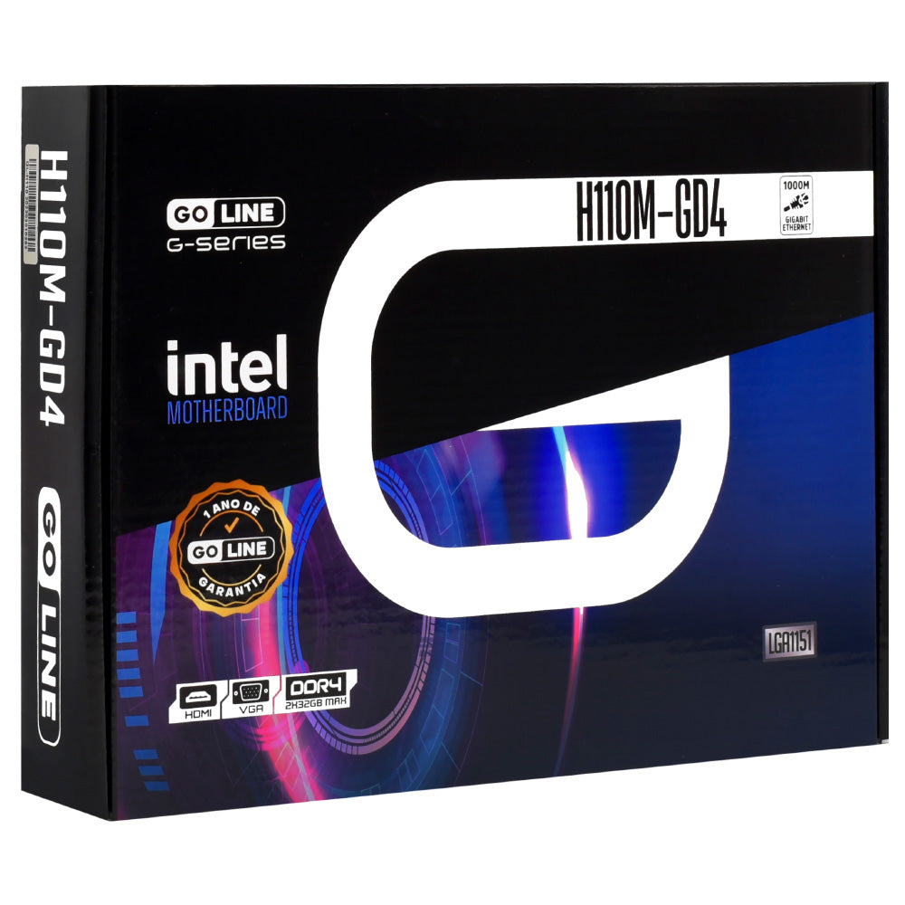 Placa Mãe Goline H110M-GD4, LGA1151, DDR4, LAN Gigabit 1.000MB & M.2 NVME, Para 6ª e 7ª Geração Intel