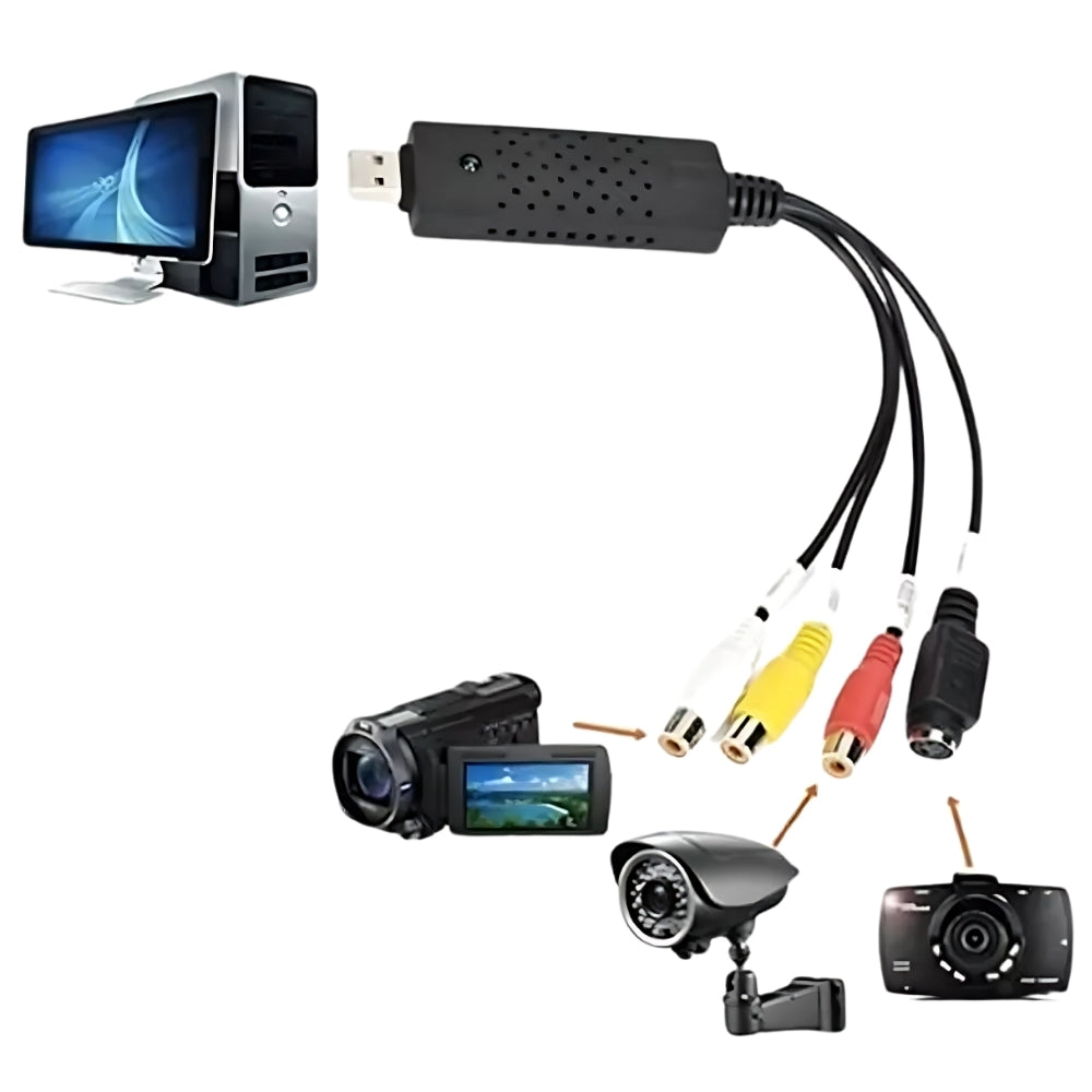 Placa de Captura FY-707 USB 2.0 - Áudio e Vídeo DVR com Entrada S-Vídeo e RCA para Digitalização