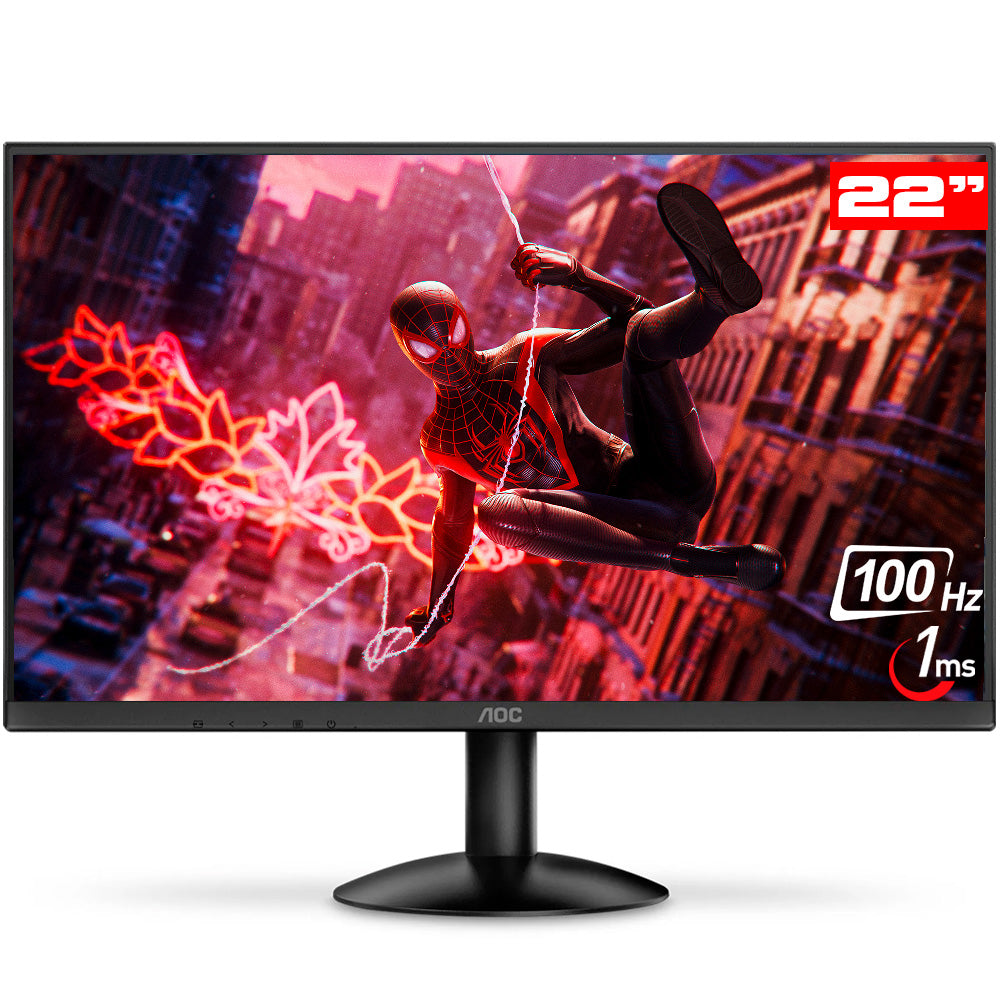 Monitor Gamer AOC 21.5", Full HD, 100Hz, 1ms Gaming, HDMI, VGA, VESA, Painel VA, 22B30HM2