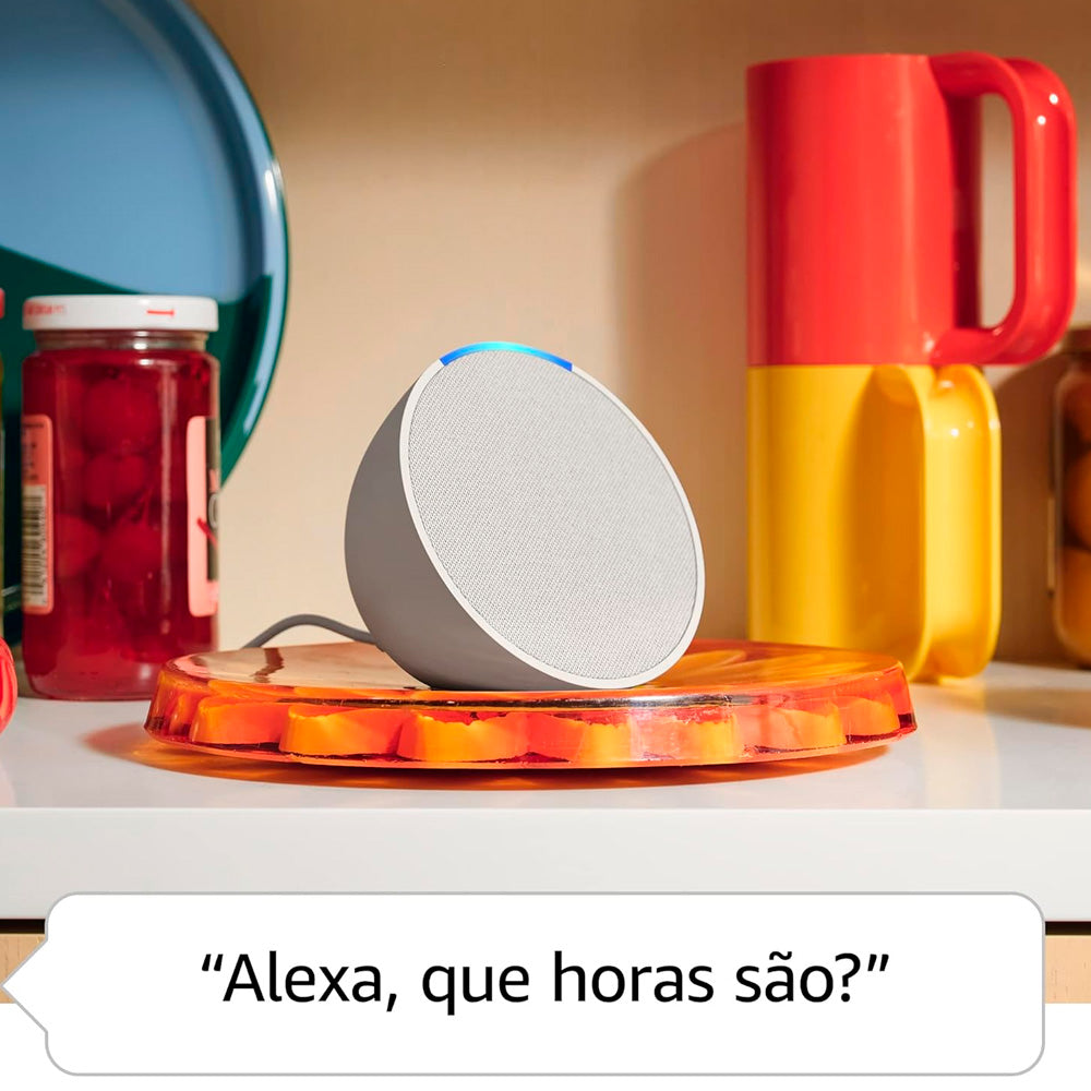 Echo Pop Smart Speaker Com Alexa, Controle De Voz, Wi-Fi, Alto Falantes Potentes - Branco