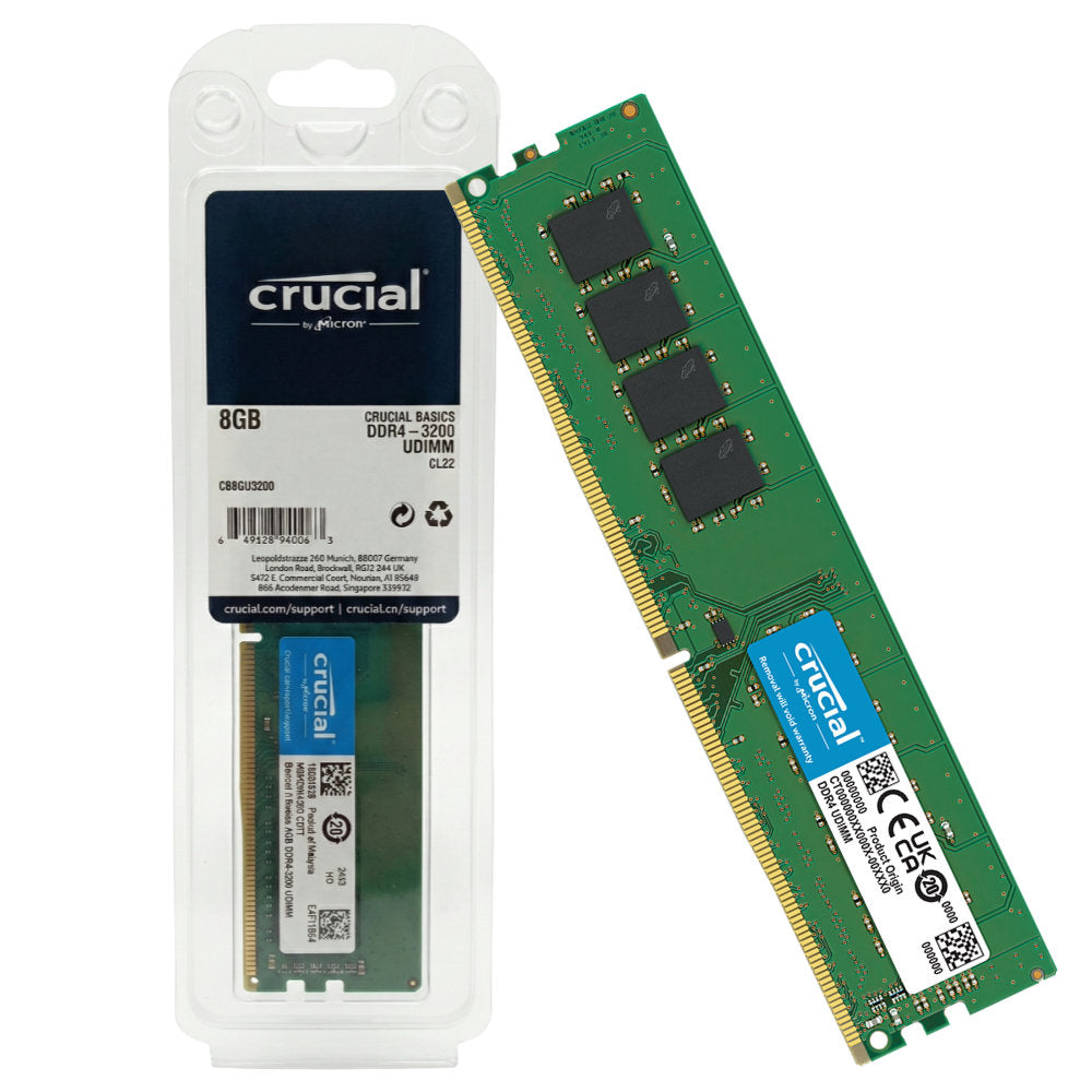 Memória RAM Desktop Crucial Basics 8GB 3200MHz DDR4 UDIMM CL22 - CB8GU3200