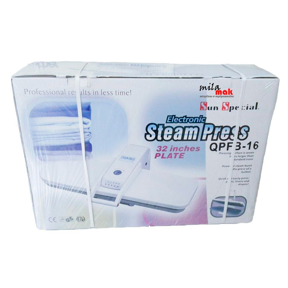 Prensa de Passar a Vapor Sun Special QPFB-16, 16000W, 80x28cm, 220V, Superfície Alcochoada, Vapor e Seco - Branco