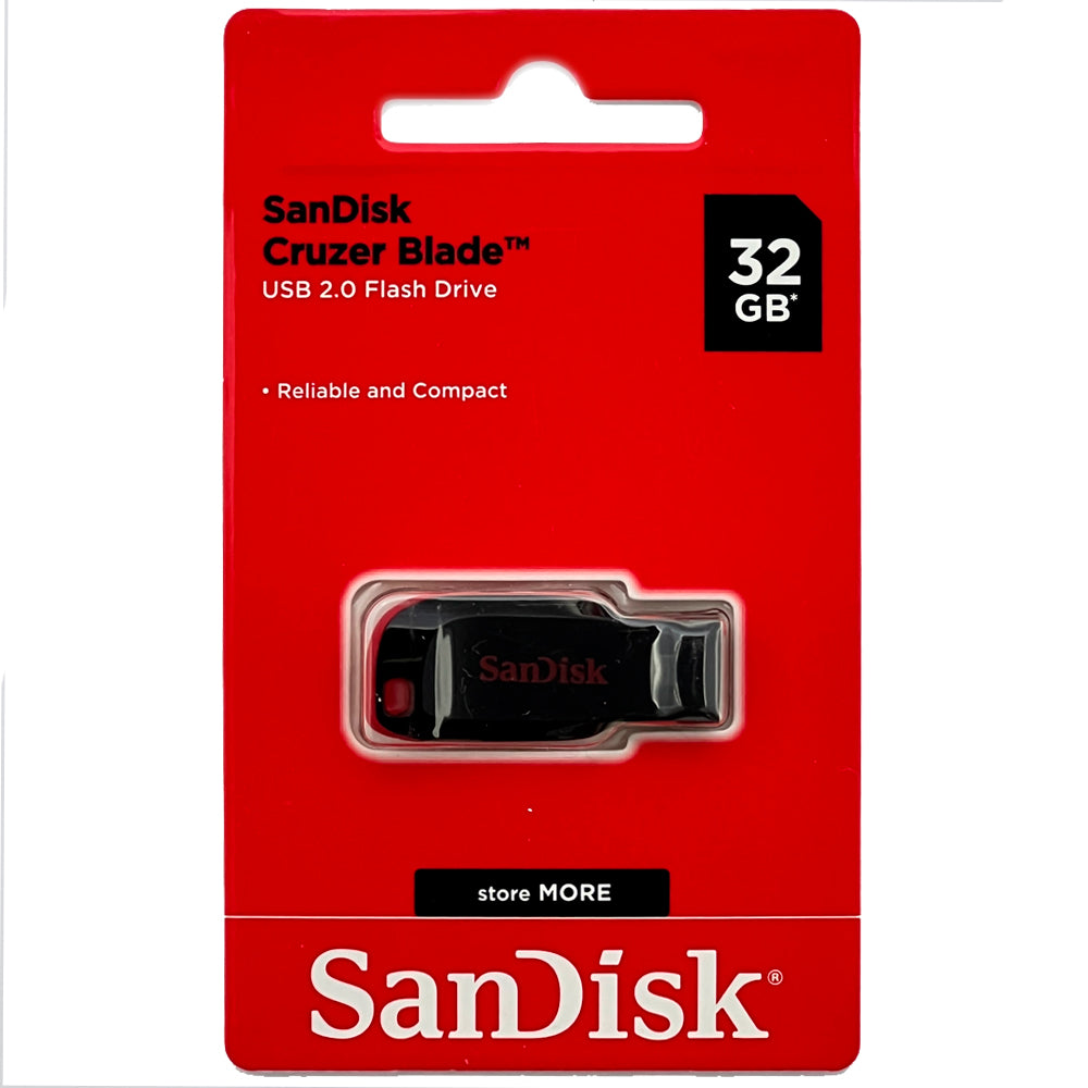 Pen Drive SanDisk Cruzer Blade 32GB USB 2.0 - até 15 MB/s de Leitura - Modelo SDCZ50-032G-B35