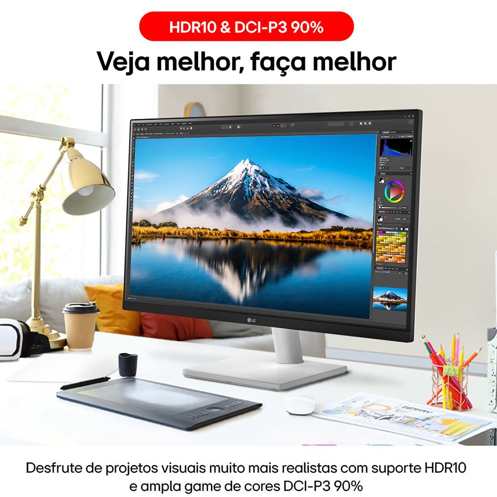 Monitor Profissional LG UltraFine 27US500-W Tela IPS 4K UHD 27" 60Hz, HDR10, DCI-P3 90%