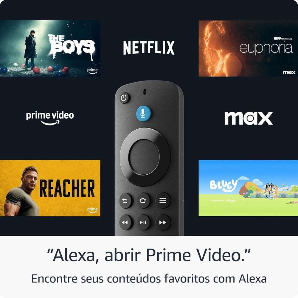 Fire TV Stick 4K Amazon 2ª Geração Wi-Fi 6, Dolby Vision Atmos, HDR10+, 1.7GHz Quad-Core, 8GB, Alexa, Controle por Voz