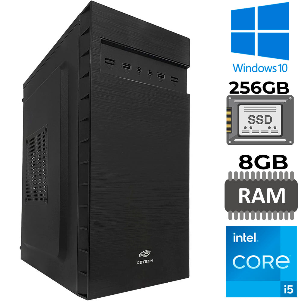 Computador Core i5, 3470, SSD 256GB, Memória Ram 8GB, Com Slot Para SSD M2, Gab MT-32BK, Windows 10 Pro