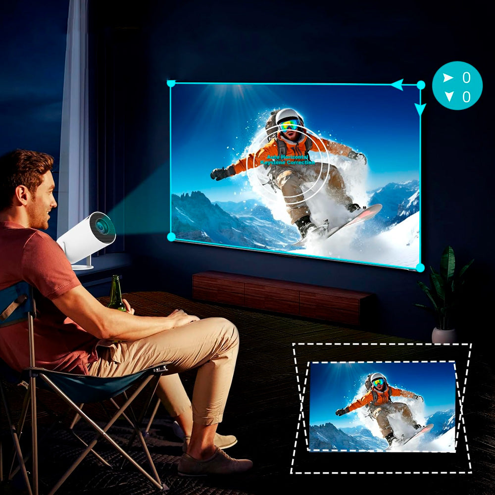 Mini Projetor Portatil, WiFi 6, Bluetooth 5.2, Android 11, 2.500 Lumens, LED 4K FHD, HY300 Pro - Branco