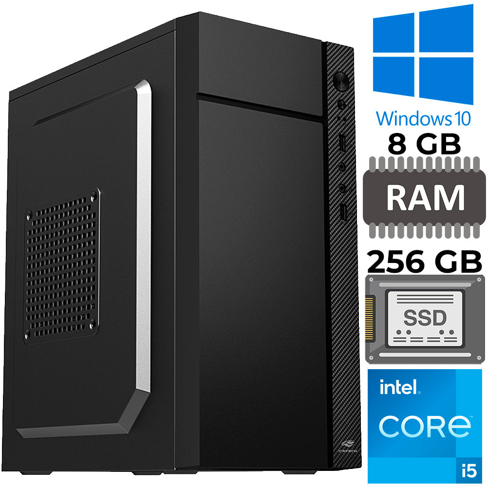 Computador Core i5-2400, Memória RAM 8GB, SSD 256GB, Gt-H61 Com Slot M2, Rede Gigabit, MT-34BK, Windows, MousePad Brinde