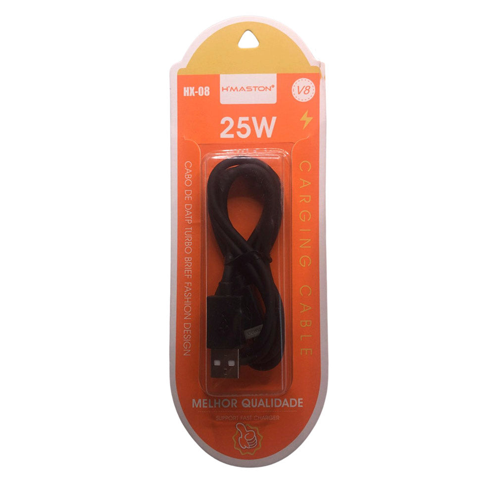 Cabo Usb V8 25W  1Metro, HX-08 H'MASTON Preto