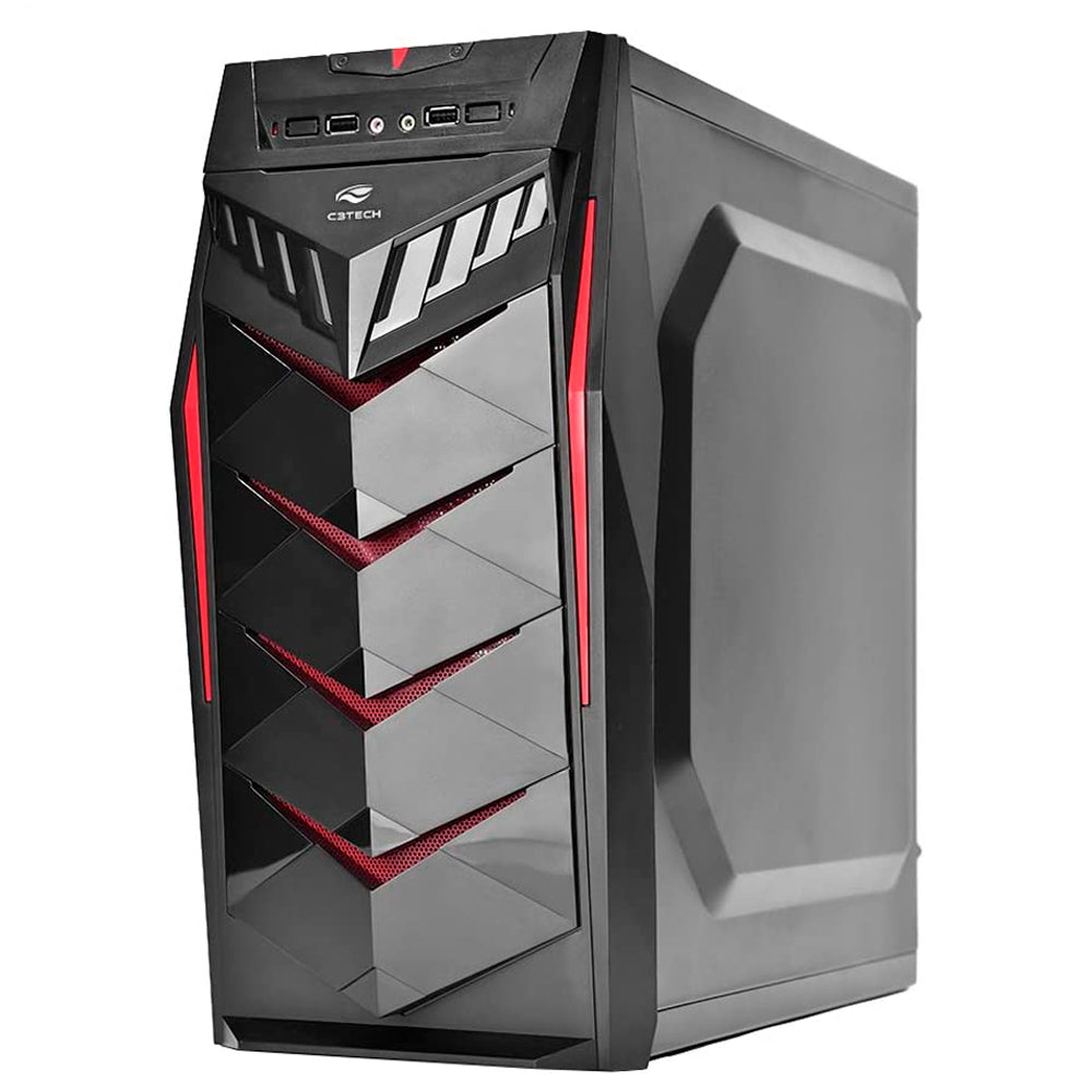 Gabinete Gamer MT-G70BK Preto LED Vermelho Midtower ATX USB 2.0 - C3Tech