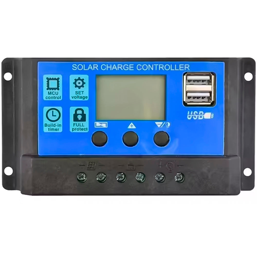 Controlador de Carga Para Painel Solar 30A, Com Duas Entradas USB - Preto