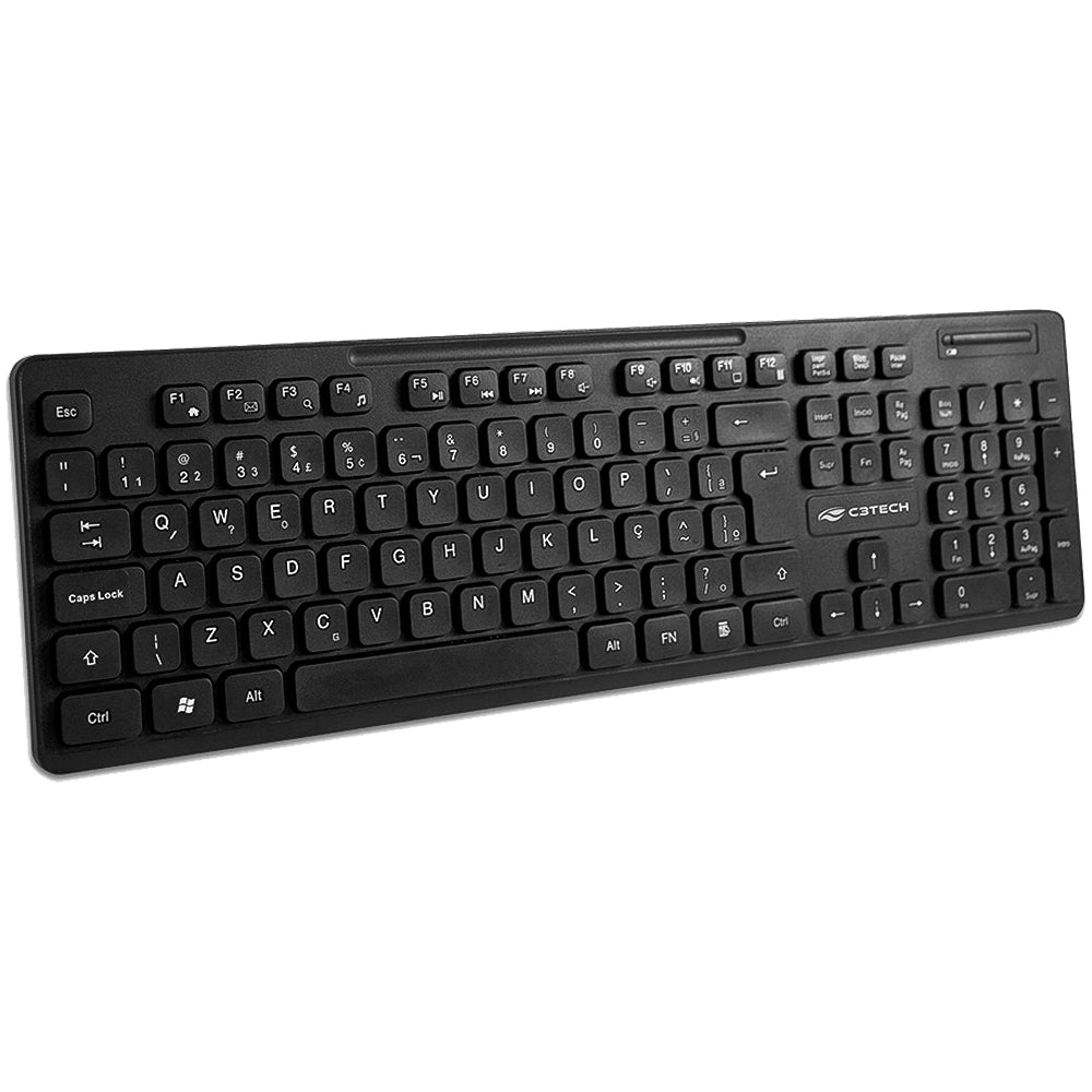 Kit Teclado e Mouse C3tech, Sem Fio, 2.4GHz, Mouse 3 Botões, K-W20BK, Preto