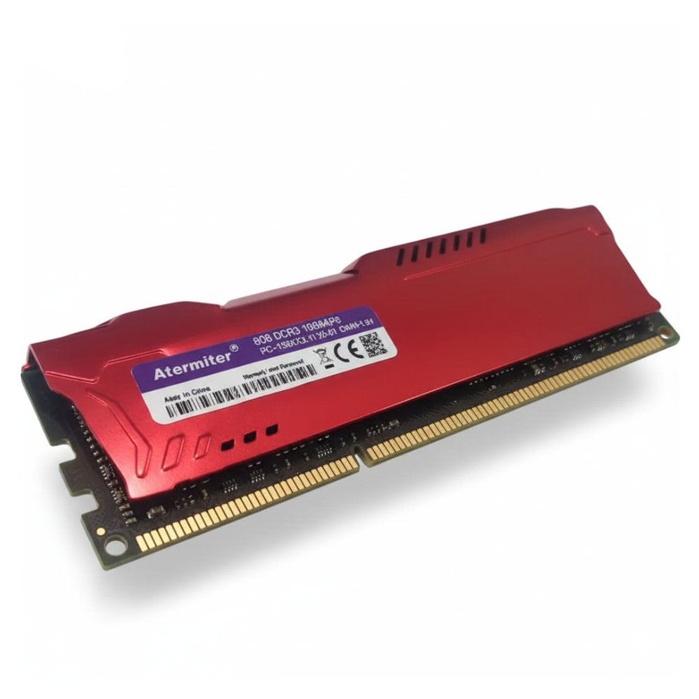 Memória RAM Gamer Desktop Atermiter 8GB 1600MHz DDR3, PC3-12800-CL11, DIMM, 1.5V, com Dissipador Vermelho