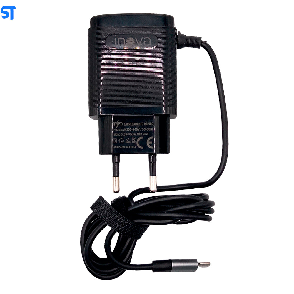 Carregador Rápido V8 Com 3 Portas USB 5.1A Com Carregamento de Alta Velocidade Inova Preto - CAR-9002