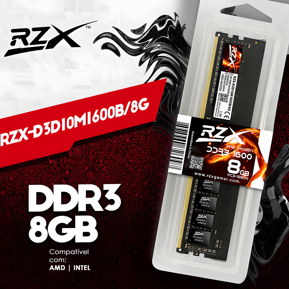 Memória RAM Gamer Desktop 8GB 1600MHz 1.5V DDR3 FireDragon - RZX