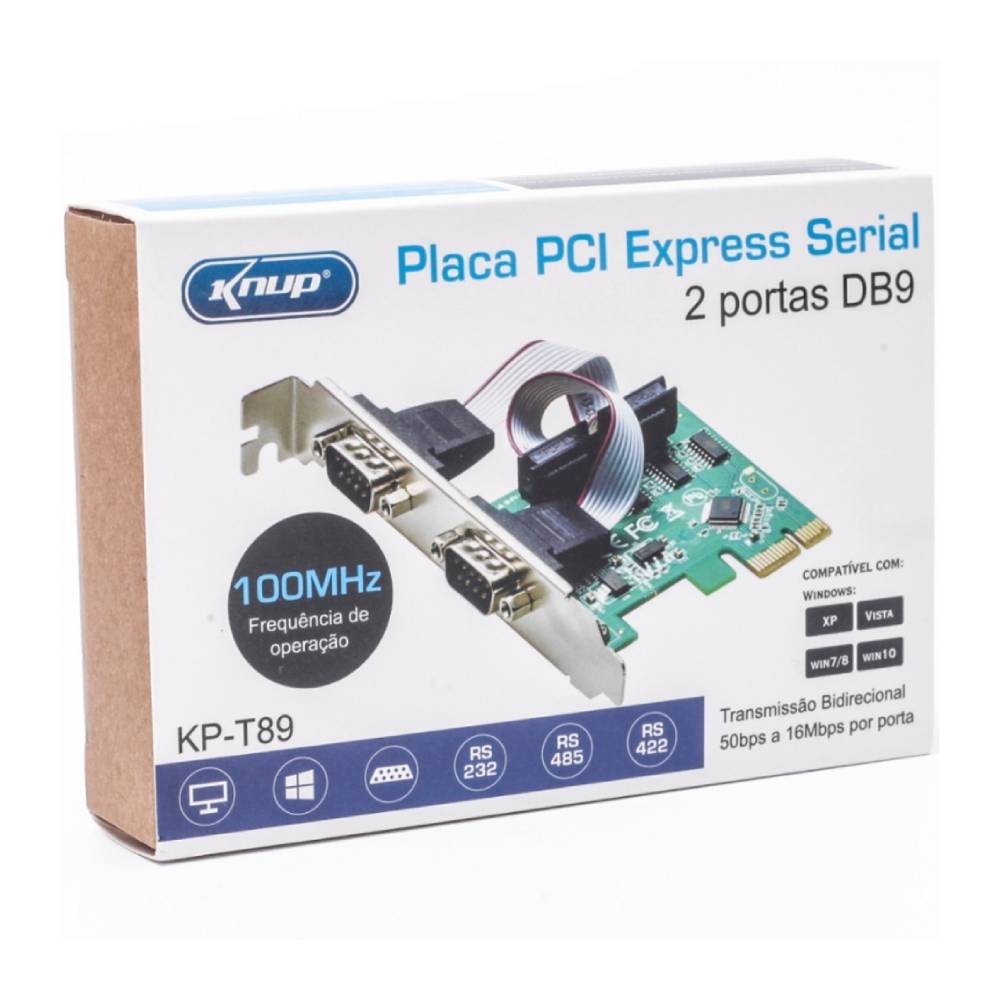 Placa Serial PCI Express 2 Portas RS232 DB9 Knup KP-T89