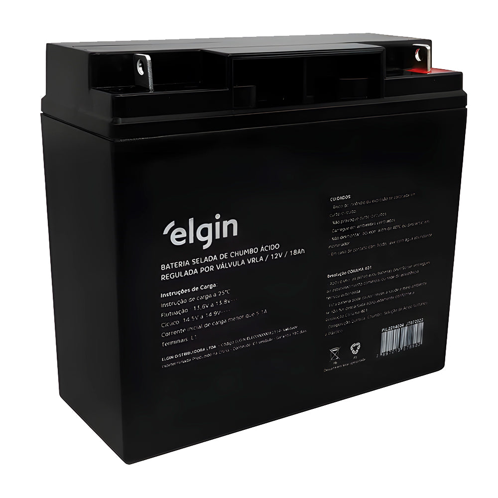 Bateria Selada de Chumbo, Elgin VRLA 12V, 18AH, Para Nobreak