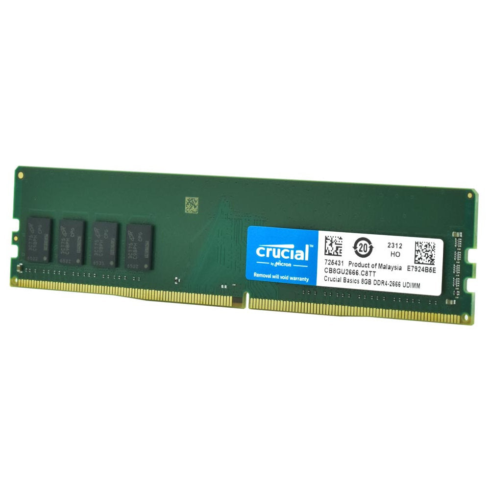 Memória RAM Desktop Crucial Basics 8GB (1x8GB) DDR4 2666MHz, UDIMM, 288 pinos, CL19, 1.2V, CB8GU2666