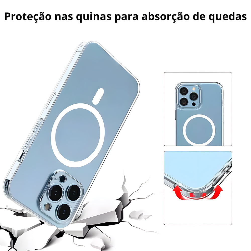 Capa Transparente, Com Suporte Para Carregamento Magnético, Para iPhone 13