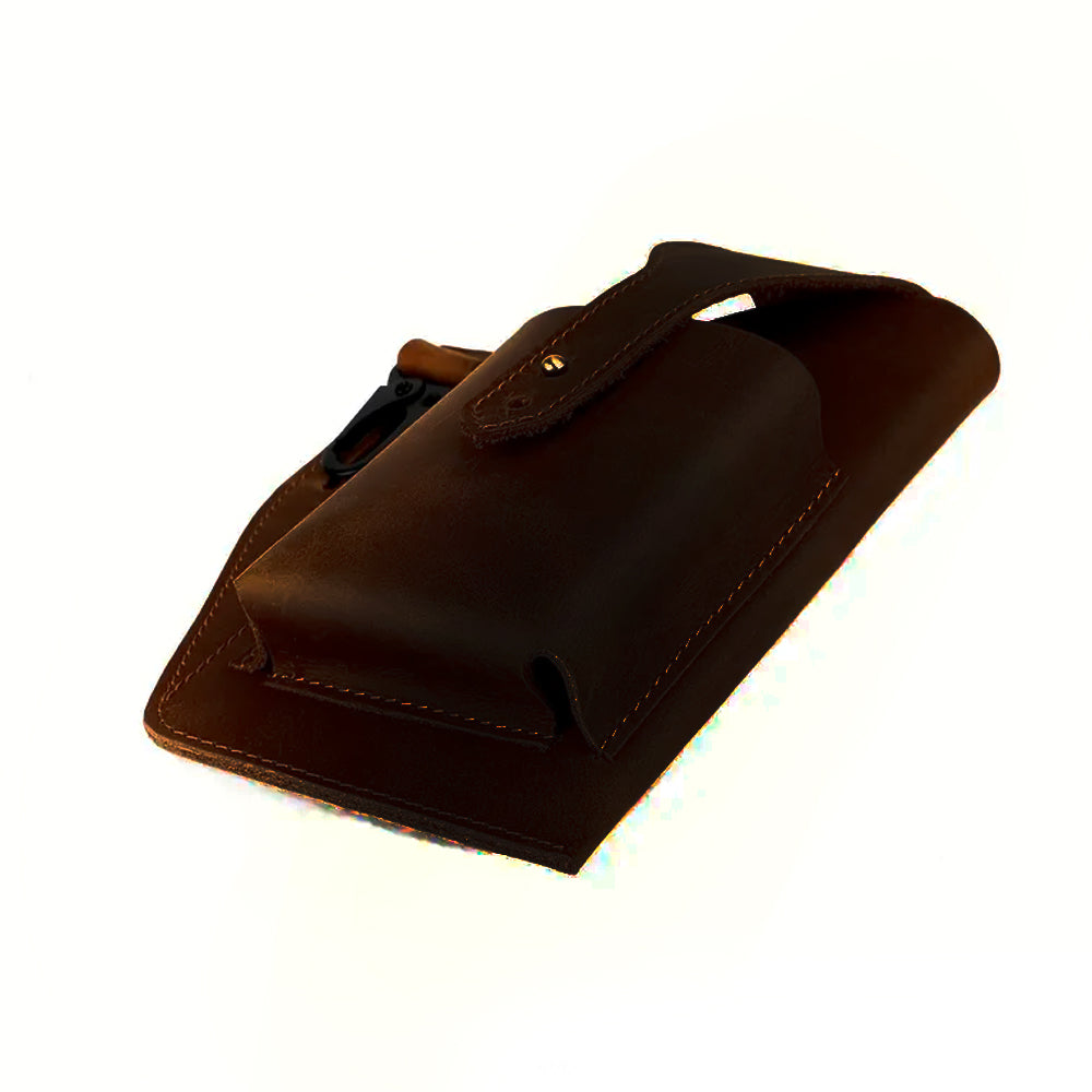 Bolsa De Couro Masculina, Armazenar Celular e Carteira, Suporte Para Chaveiro, Preto