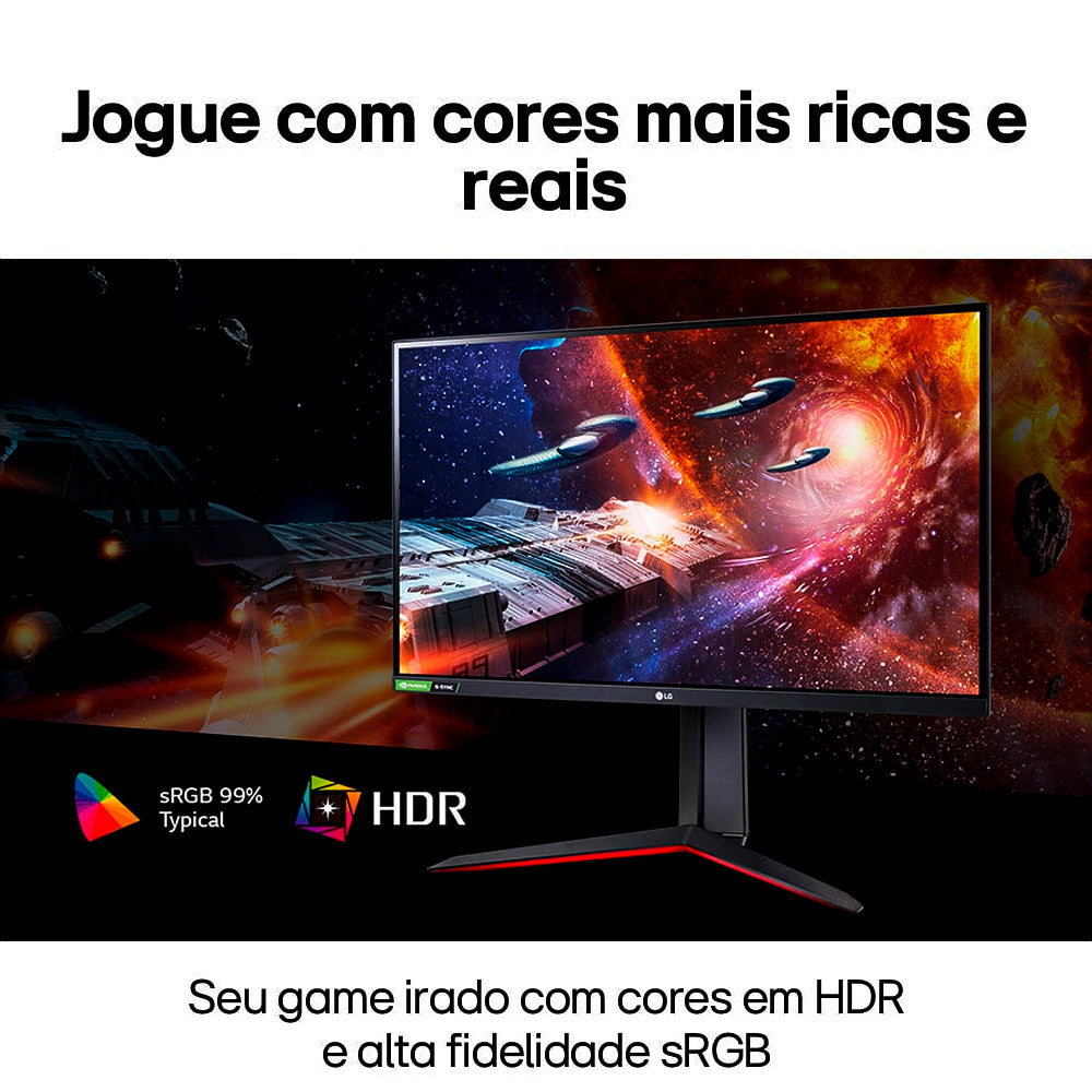 Monitor Gamer LG UltraGear 24 Full HD, 144Hz, 1ms, IPS, HDMI e DisplayPort, 99% sRGB, HDR, FreeSync, VESA 24GN60R-B.AWZM