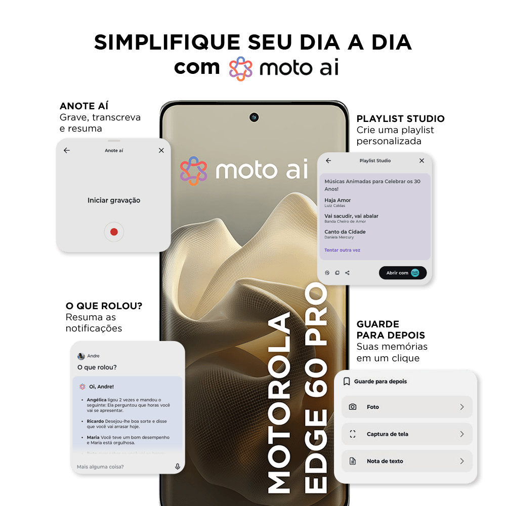 Smartphone Motorola Edge 60 Pro 5G 256GB 24GB (12GB RAM+12GB Ram Boost) Tela Quad-Curve Moto AI 50MP Sony Camera - Azul