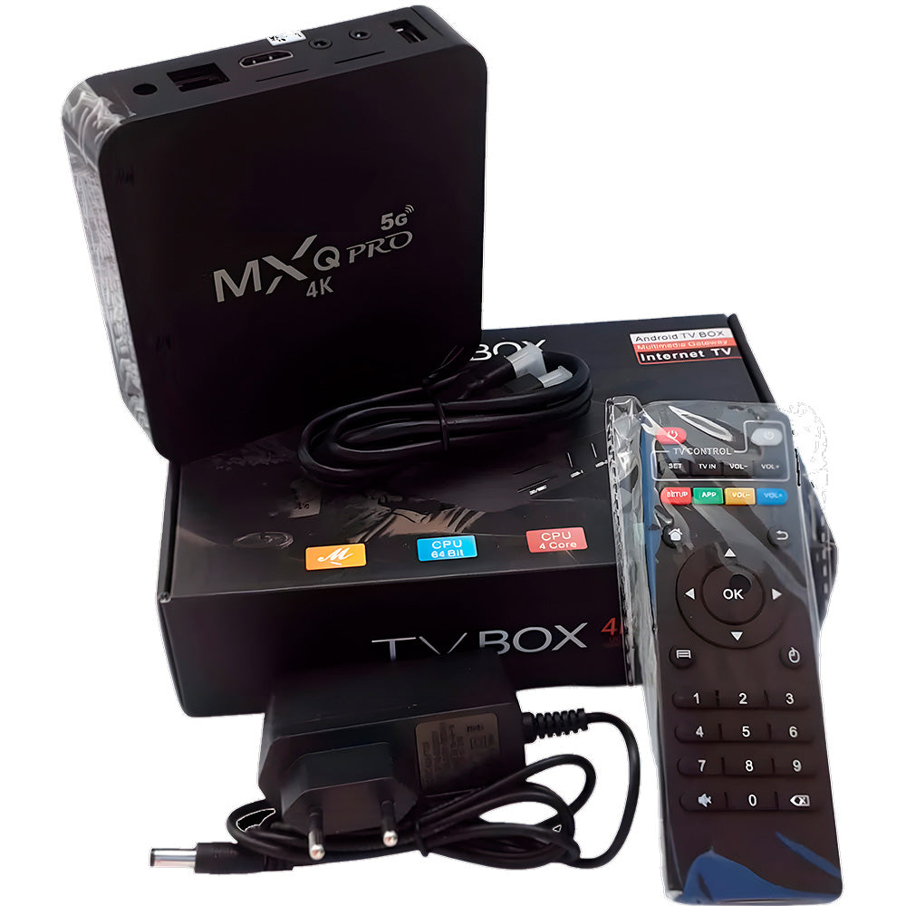 Receptor TV Box MXQ PRO 5G 4K, Quad-Core, CPU 64 Bits, Sistema Android - Preto