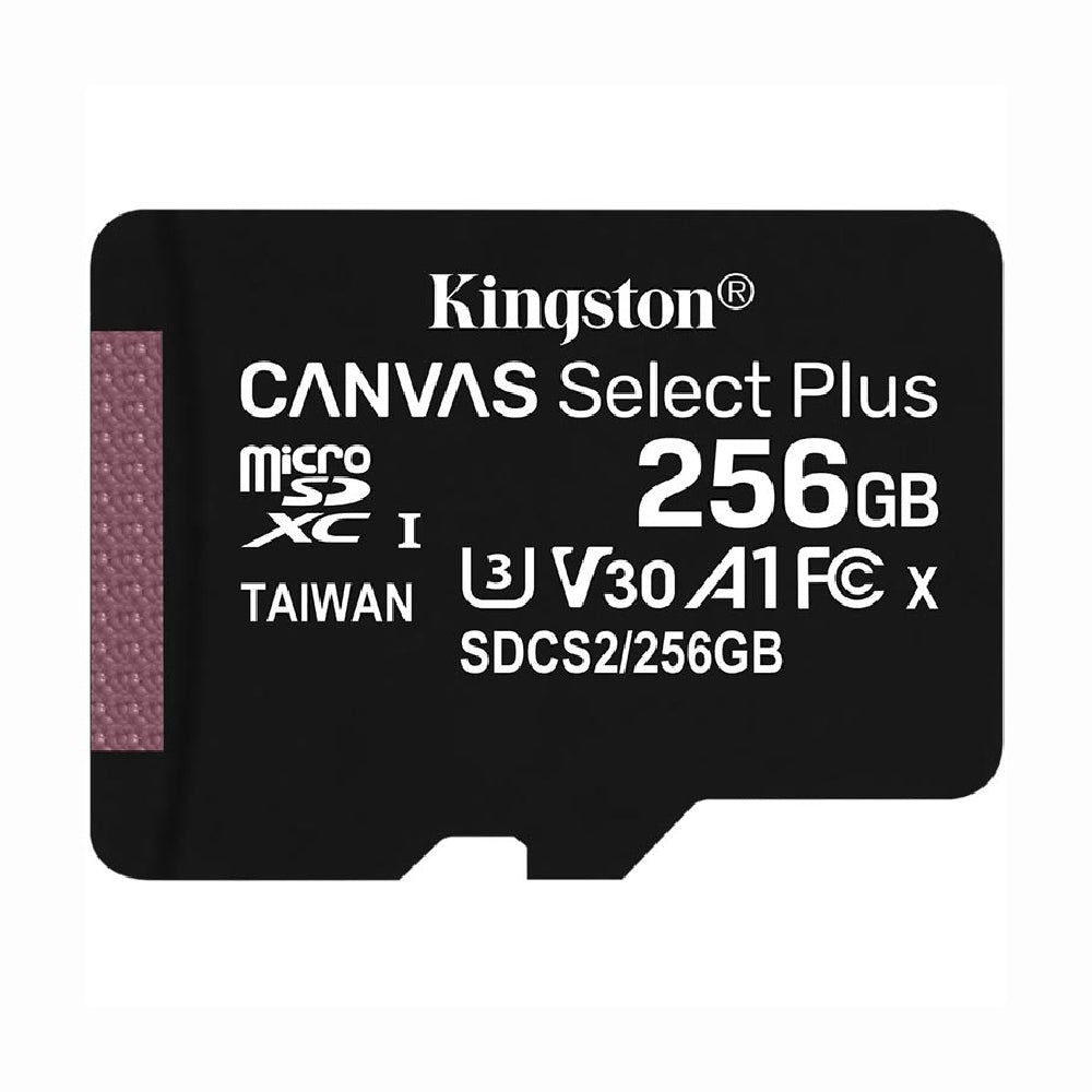 Cartão de Memória MicroSD Kingston Canvas Select Plus 256GB, Classe 10, UHS-I, Leitura 100MB/s, com Adaptador SD