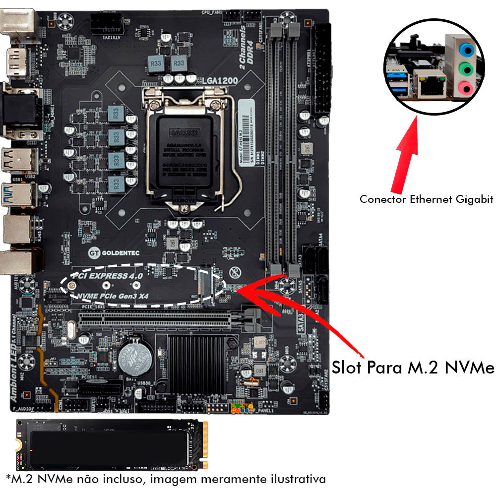 Computador Core I3-10100 3,6Ghz, Memoria DDR4 32GB 2400MHz, SSD 480GB - Windows 10