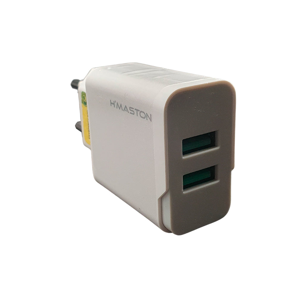 Carregador Tipo-C Turbo H'maston, Tipo-C, 4.8A, Com Duas Entradas, Y45-3 -Branco