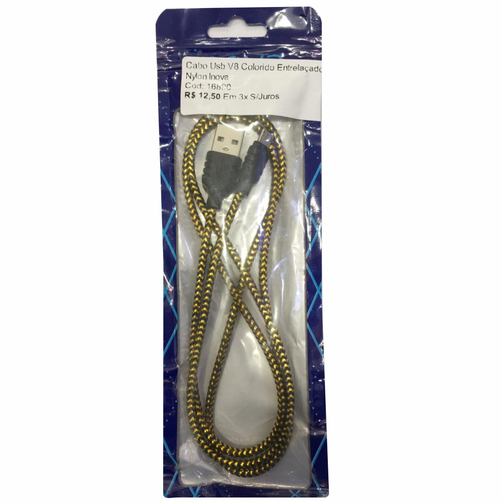 Cabo Usb V8 Colorido Entrelaçado Com Nylon Inova