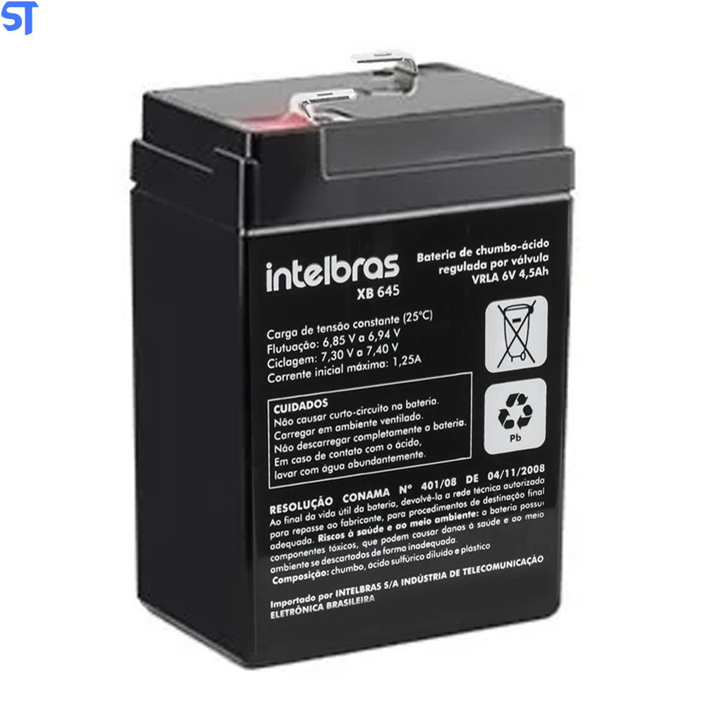 Bateria VRLA  XB 645 6V 4,5Ah Iluminaçao E Central de Alarme Intelbras
