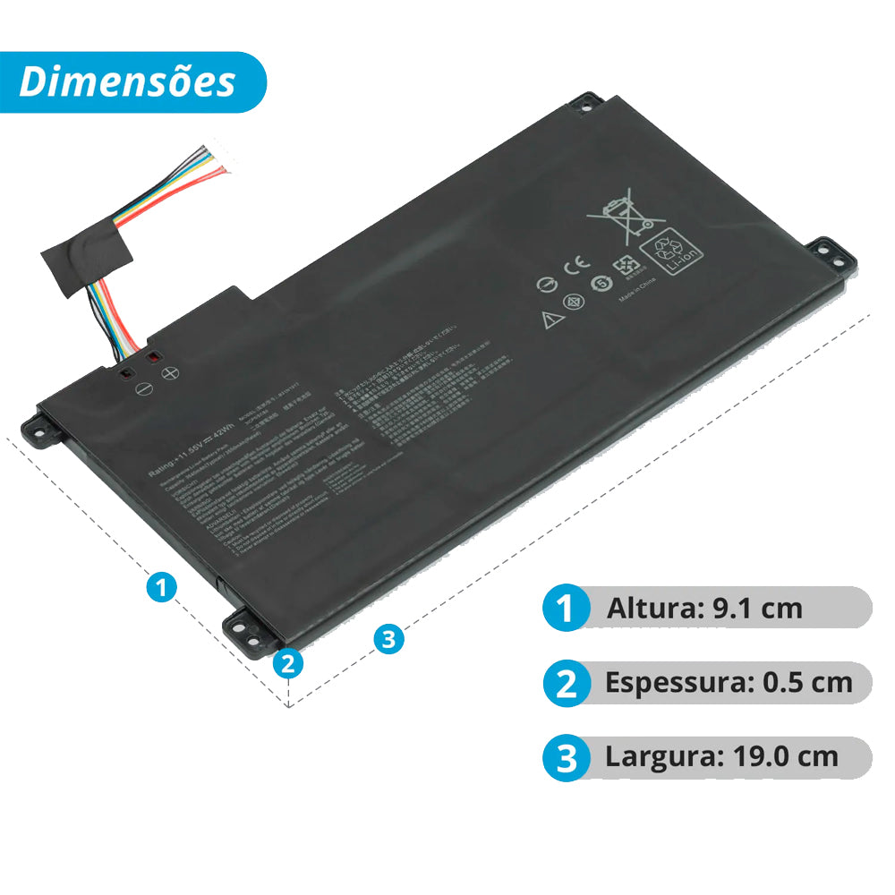 Bateria Compatível com Asus E410MA 3.600mAh, 11.4V, Polímero, BringIT - PN B31N1912
