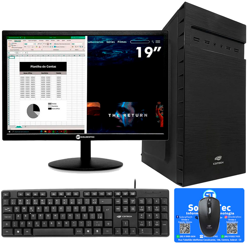 Computador Completo Core i5-3570, SSD 240GB, Memória Ram 8GB, Gab MT-32BK, Com Monitor 19 HDMI, Teclado e Mouse e MouseP