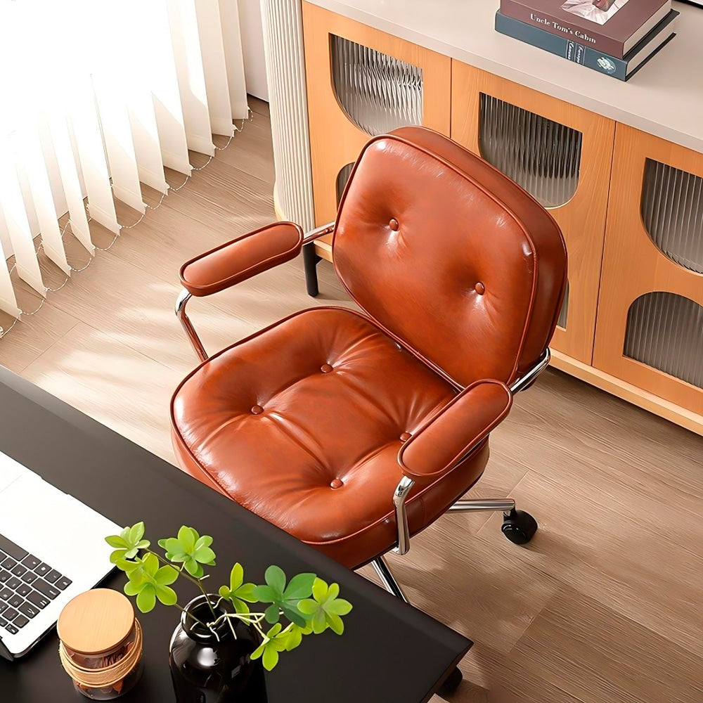 Cadeira Giratória Luxuosa Diretor De Alto Luxo Lazer, Retrô Design Confortável - Marrom