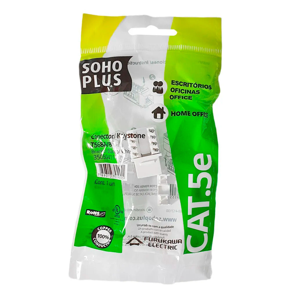 Conector Keystone Fêmea CAT.5E T568A/B Furukawa SohoPlus - Branco