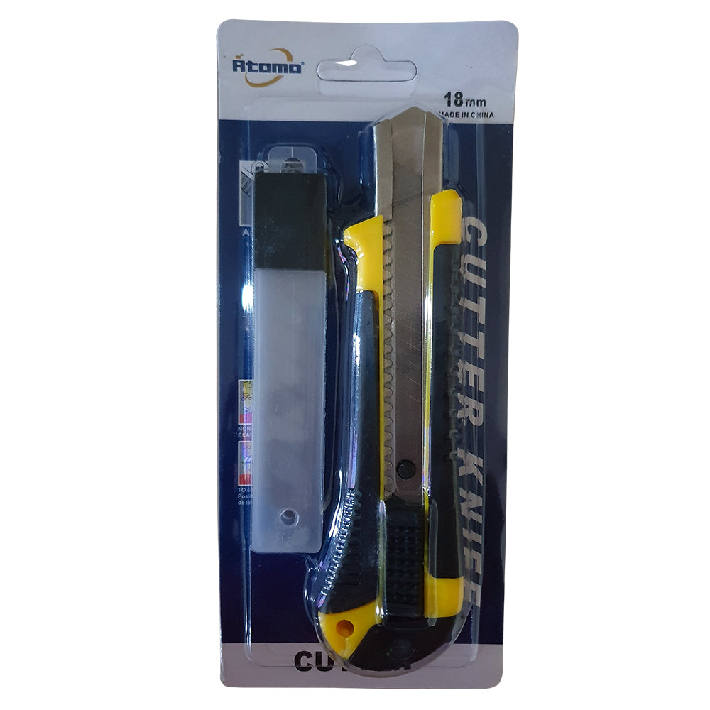 Estilete Profissional Cutter Knife Com Laminas 18mm Amarelo - Atomo