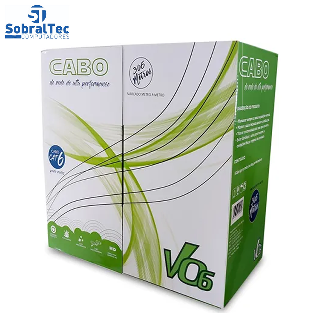 Caixa de Cabo Rede 23AWG Cat.6 4 Pares UTP/CFTV MK2 V06 Tecno 1000Mbps Azul