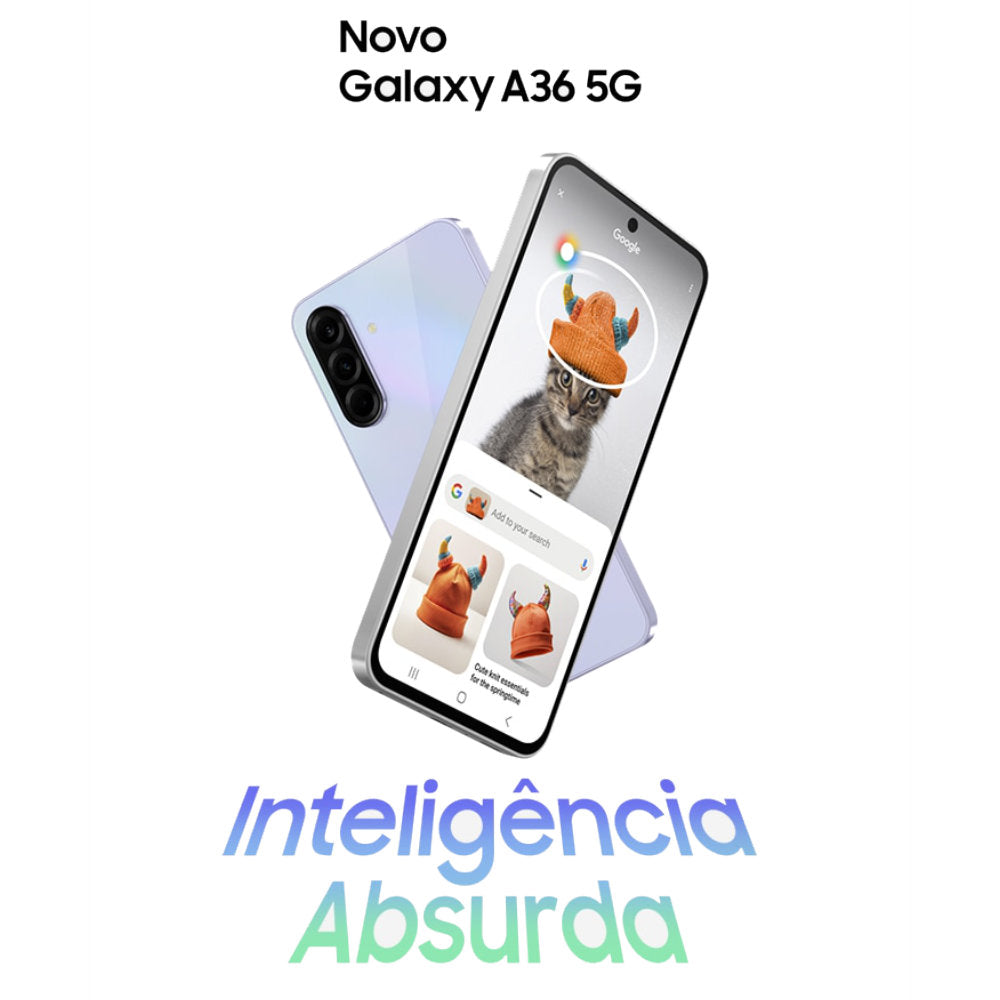 Smartphone Samsung Galaxy A36 5G Branco 128GB, 6GB RAM, Câmera Tripla até 50MP, AMOLED 6.7