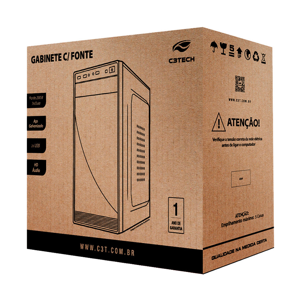 Gabinete Micro ATX MT-34BK Com Fonte 200W C3Tech