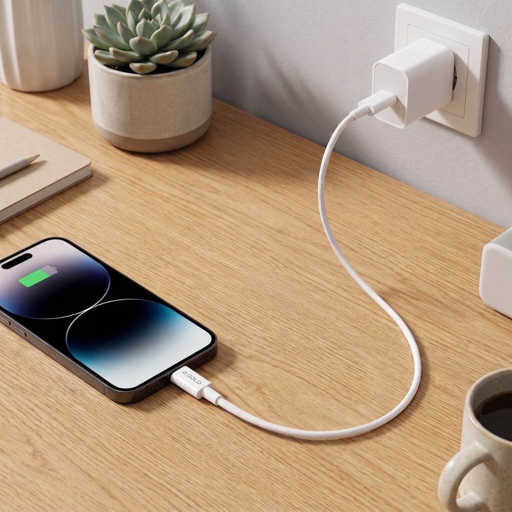 Cabo Lightning 2 Metros Turbo α'GOLD CB-104 | USB-C para iPhone 30W – Carregamento Ultrarrápido