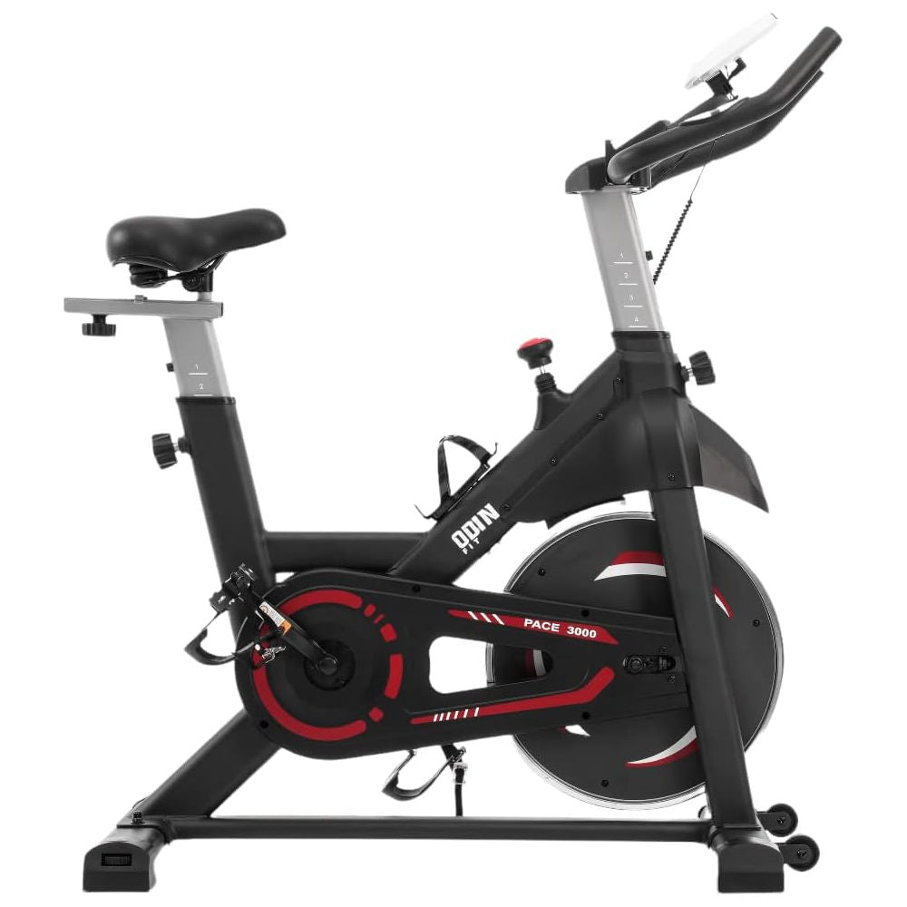 Bicicleta Ergométrica Para Spinning Mecânica 8kg Odin Fit Pace 3000, Cor Preto/Vermelho
