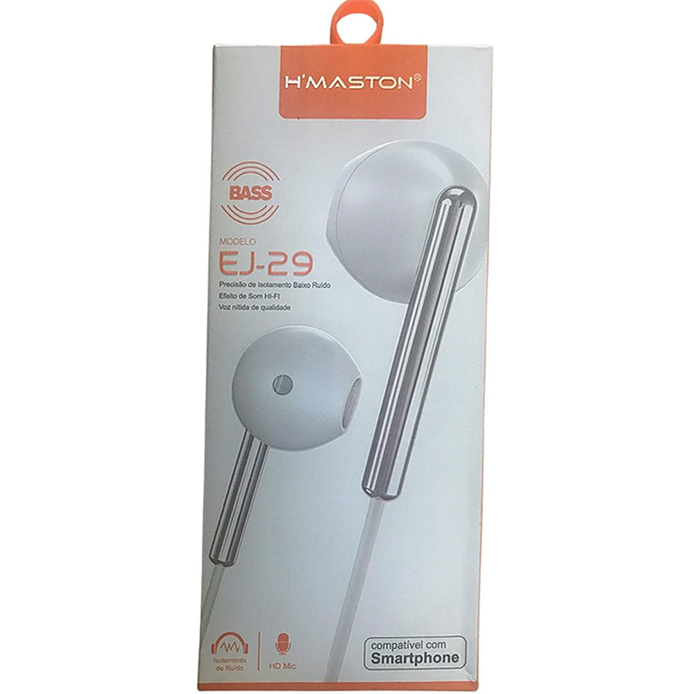 Fone De Ouvido Stereo Com Microfone H'maston Ej-29 Branco