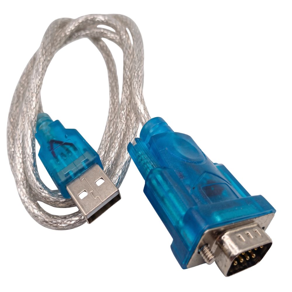 Cabo Adaptador Usb 2.0 Serial Conversor Rs232 Db9 9 Pinos Azul Transparente