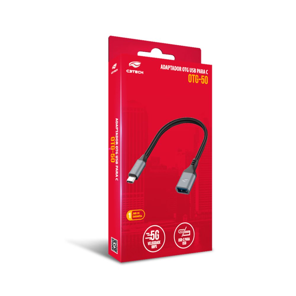 Cabo Adaptador OTG USB-C Macho/USB-A Fêmea OTG-50 C3Tech