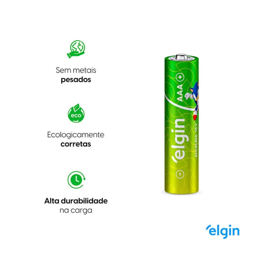 Pilha Alcalina AAA 1,5V -Blister Com 4 Unidades Elgin ELE000000082155